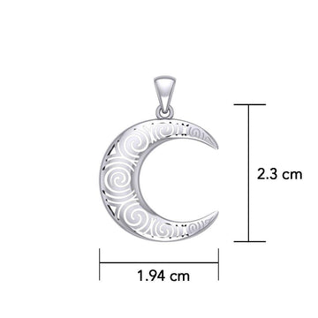 Spiral Crescent Moon Silver Pendant TPD5477 - Jewelry